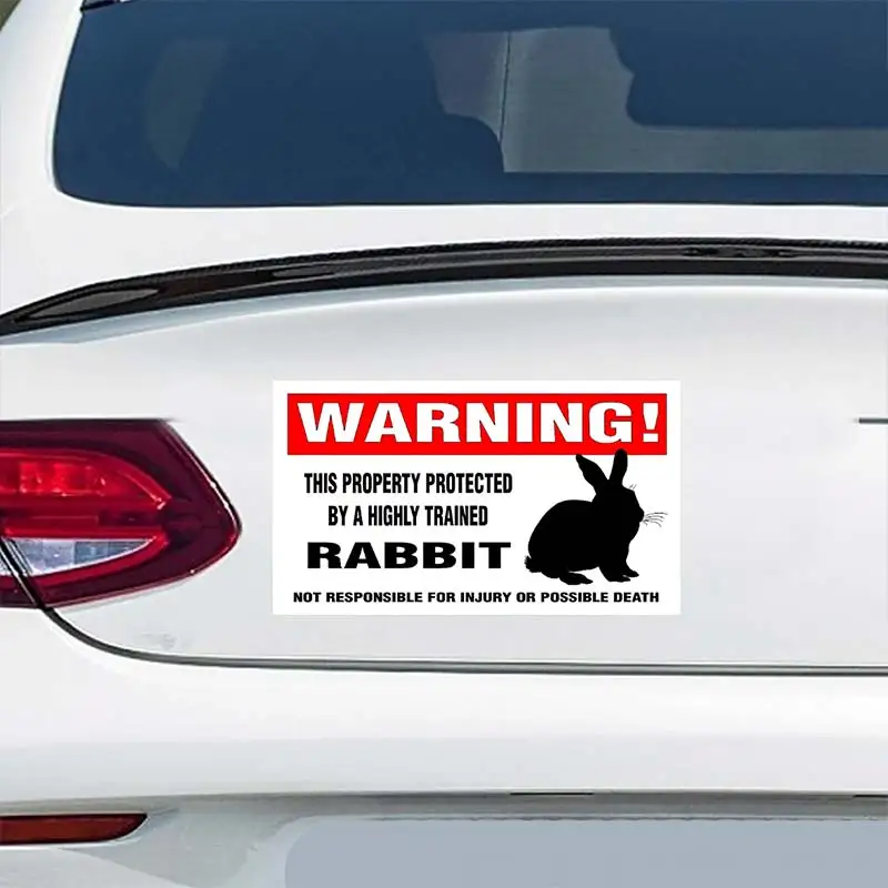 

Warning rabbit Animal Car Sticker Waterproof Vinyl Decal Bumper Rear Window Laptop Self-adhesive Decal For Car Accessories SH346