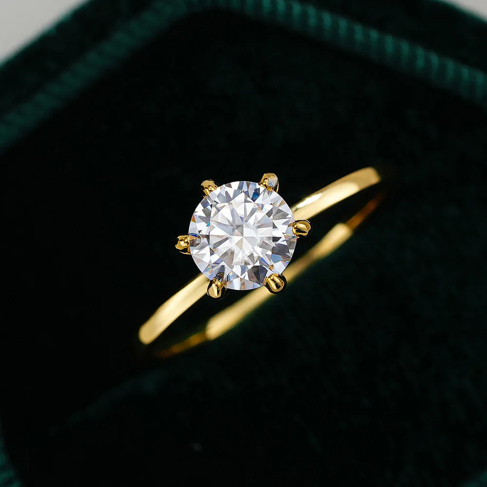 

Stunning 0.5-5ct Moissanite Women's Ring in S925 Silver & 18K Gold Plating | Classic 6-Prong Setting Elegant Fine Jewelry Gift