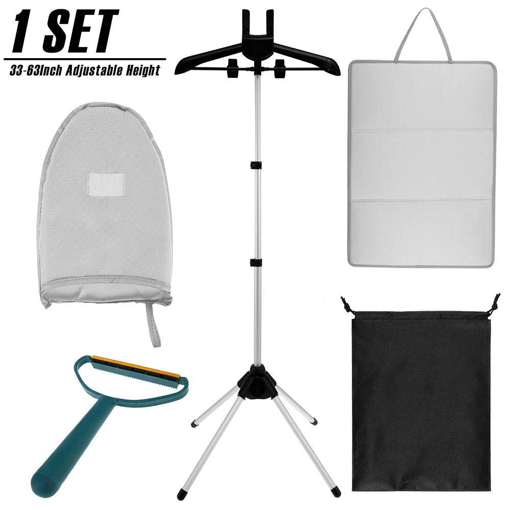 

Portable Steamer Hanger Stand Set 360° Rotatable Garment Steamer Stand 33-63Inch Adjustable Height Clothes Steamer Standing Rack