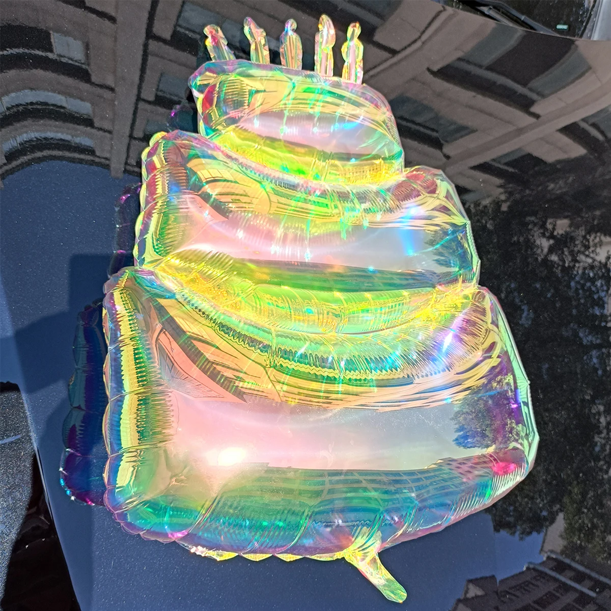 1-teilige bunte Kuchenballons, bunte transparente Aluminiumfolienballons für Geburtstagskuchen, Schieß-Requisiten für Geburtstagsfeiern – Detail 6