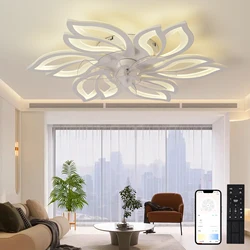 Nordic Ceiling Chandelier Fans Lamps with Remote for Living Dining Table Room Bedrooms Home Decor Hanging Fan Lights Fixture