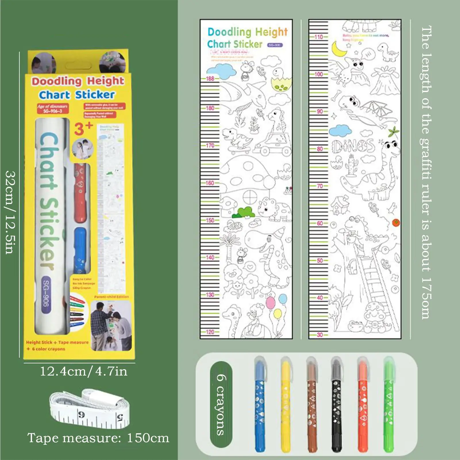 Таблица высоты для стены, наклейка высоты, декоративный инструмент для измерения роста, протираемый для детской спальни, классной комнаты