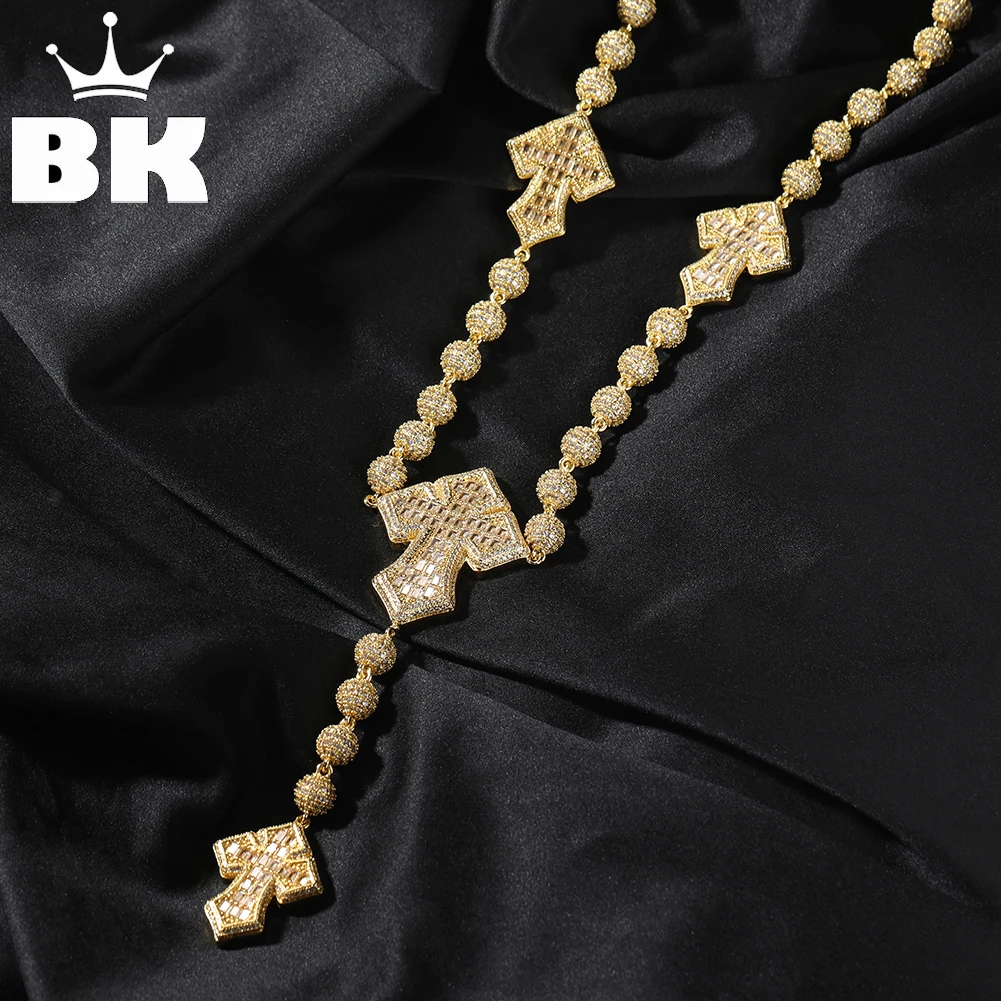 

THE BLING KING Full Paved Iced Out Bling Новое ювелирное изделие в стиле хип-хоп с кубическим цирконием, 4-х крестовое ожерелье-цепочка из бисера для женщин и мужчин
