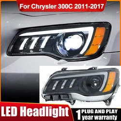 2 PC LED Headlight For Chrysler 300C Headlights 2011 2012 13-2017 300C Head lamp LED Dual Projector Head Lamp Drl Dynamic Signal