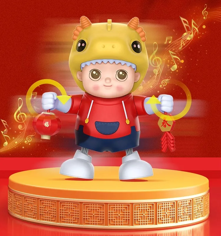 Petit Dragon dansant électrique pour enfants, Trésor léger, musique, Robot torsadé et oscillant, jouet d'entraînement pour bébé, cadeaux