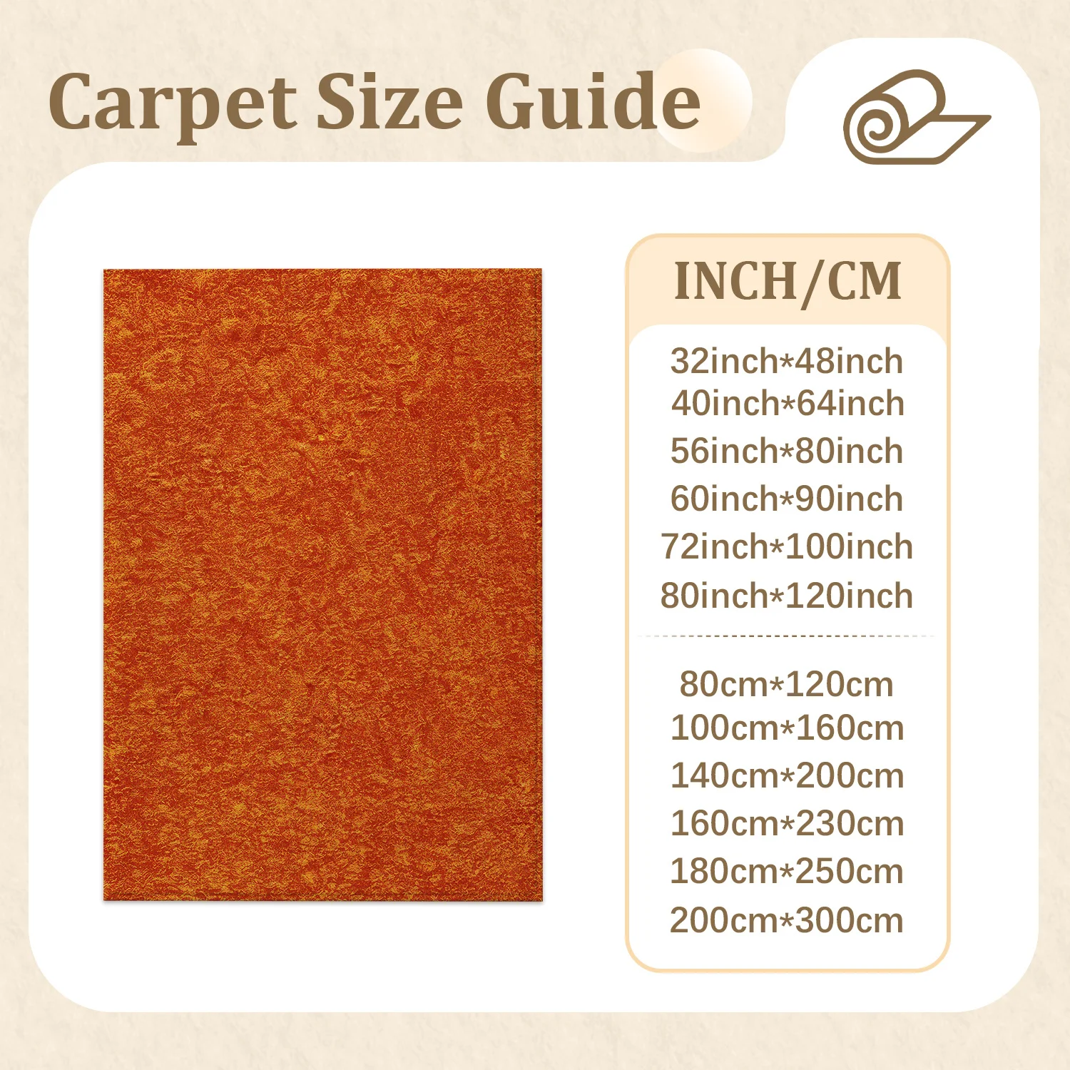 Large Indoor Area Rug, Soft Velvet Low Pile with Non-Slip Dotted Backing, Machine Washable, Warm Terracotta Textured Abstract Pattern for Living Room, Bedroom, Dining Spaces
