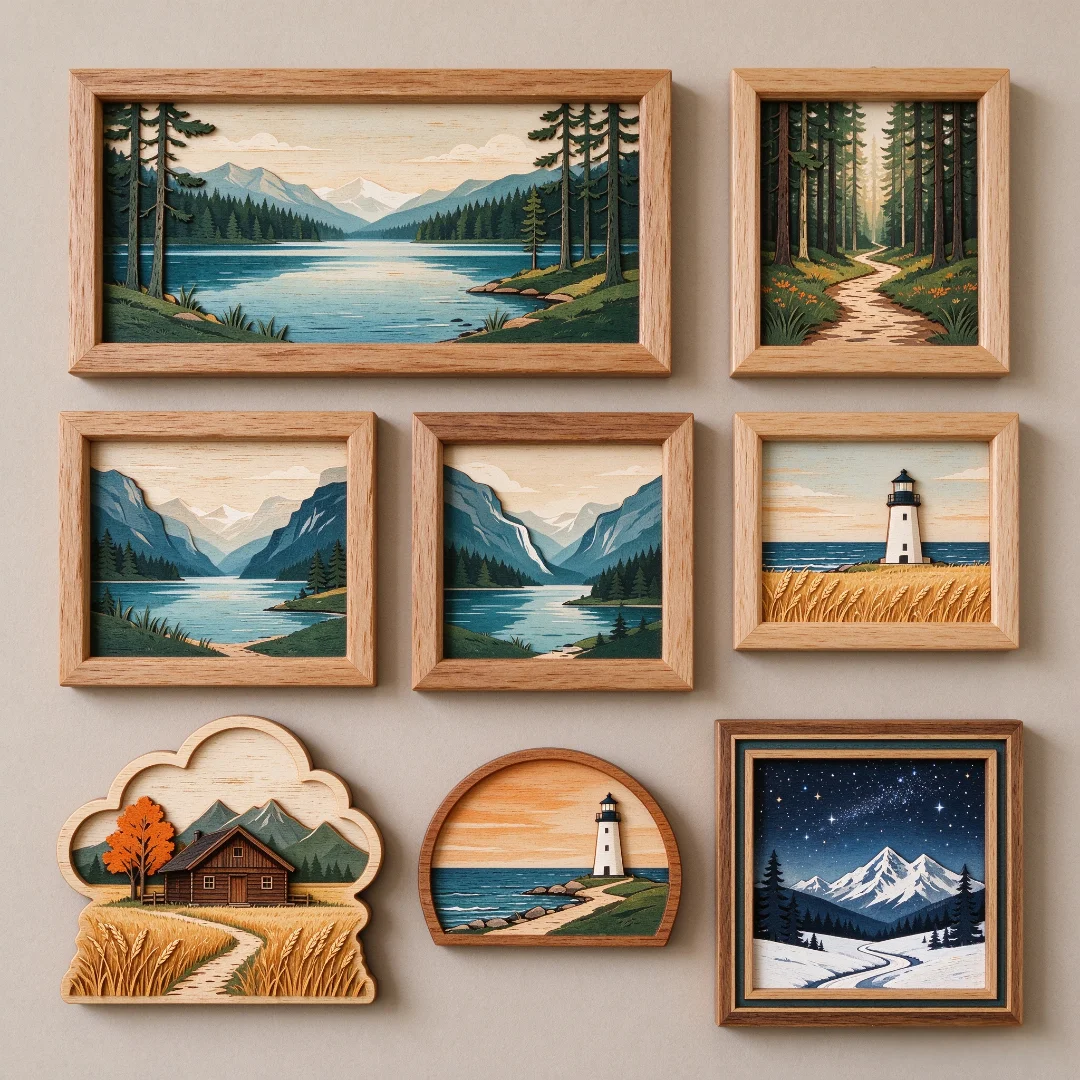 Custom Logo Souvenir Refrigerator Magnets Colorful Die Cut Wooden Fridge Magnets Wholesale Durable Wooden Magnets For Gift Decor