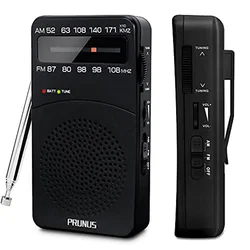 PRUNUS J-166 Portable Radio AM FM Back Clip, Excellent Reception, AM FM Radio Portable, Transistor Radio very good speakers