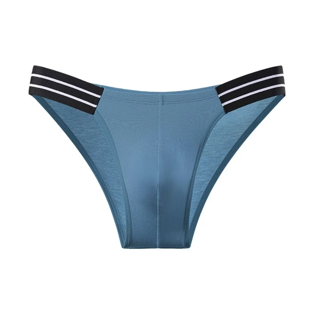 Soft Comfortable Lingerie Men's Triangle Panties Stripe Mid Waist Men Thin Briefs Large Size Breathable Underwear for Men Men