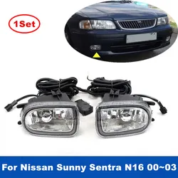 1Set Car Front Foglight For Nissan Sunny Sentra N16 2000 2001 2002 2003 Daytime Running Lights With Wring and Switch