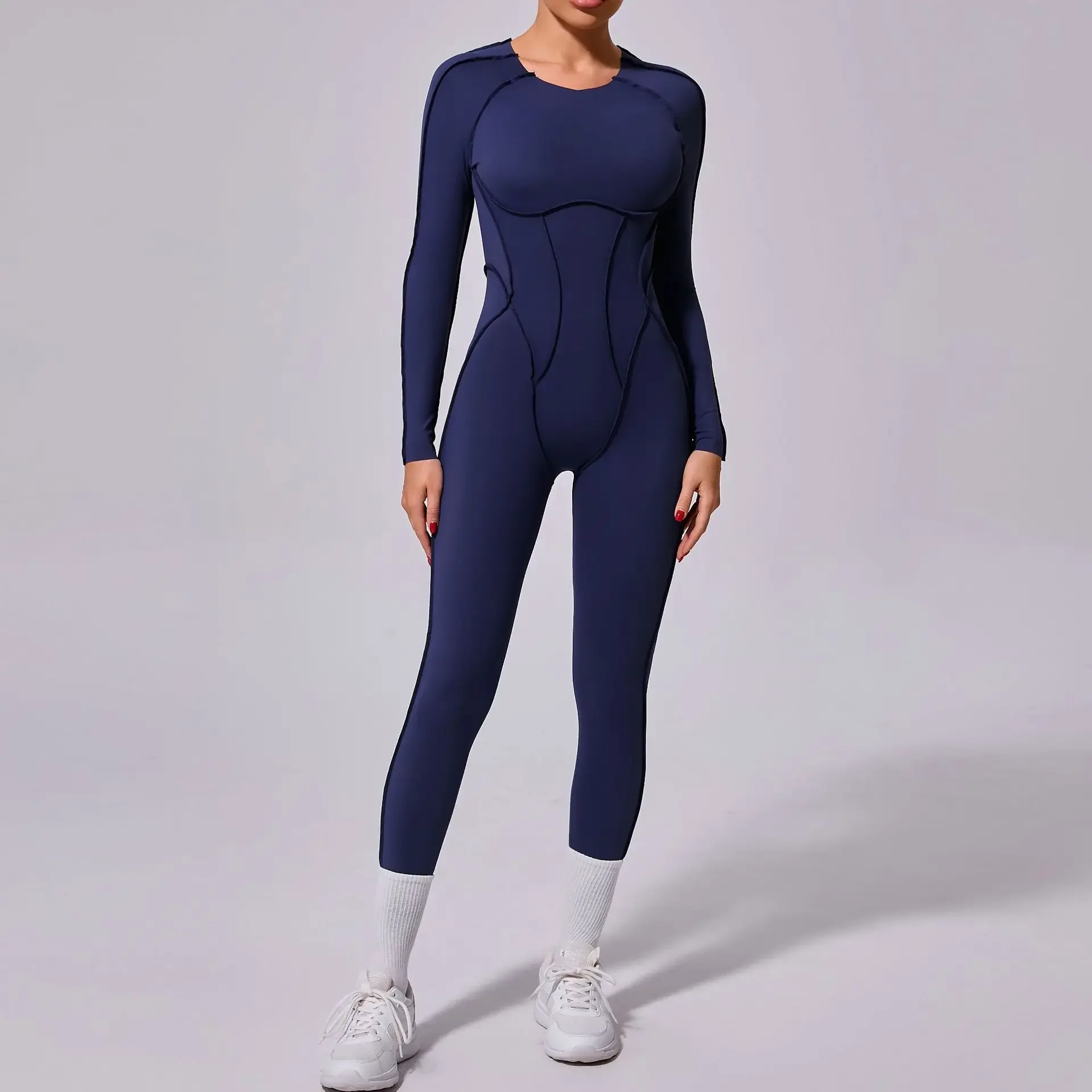 

New Autumn/Winter Women's One-piece Yoga Jumpsuit leggings Long-sleeved Sexy Backless Slim Fit Sports Outfit