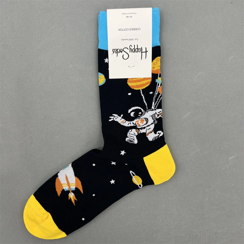 Men\'s Graphic Print Fun Happy Socks Casual Crew Dress Socks 41-46