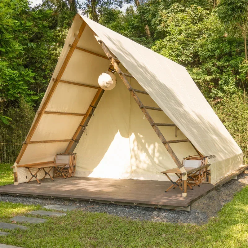 Outdoor Hotel Tent Camping Triangle Small Tent Outdoor Camping Original Ecological Wooden Structure Bed And Breakfast Tent