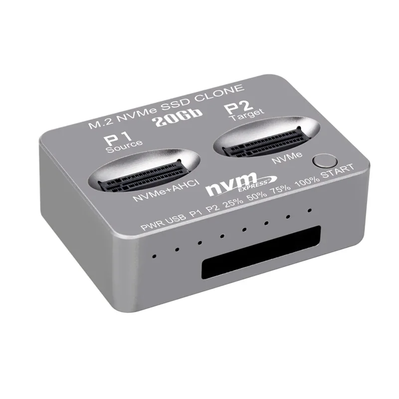 USB3.2 Gen2 Type C Dual-Bay M.2 NVME SSD Clone Docking Station for High-Speed Data Transfer and Backup