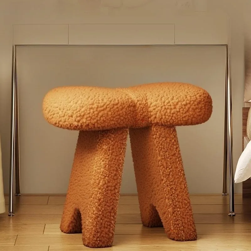 Cream wind makeup stool bedroom simple modern dressing special stool Internet celebrity home light luxury makeup chair manicure view 6