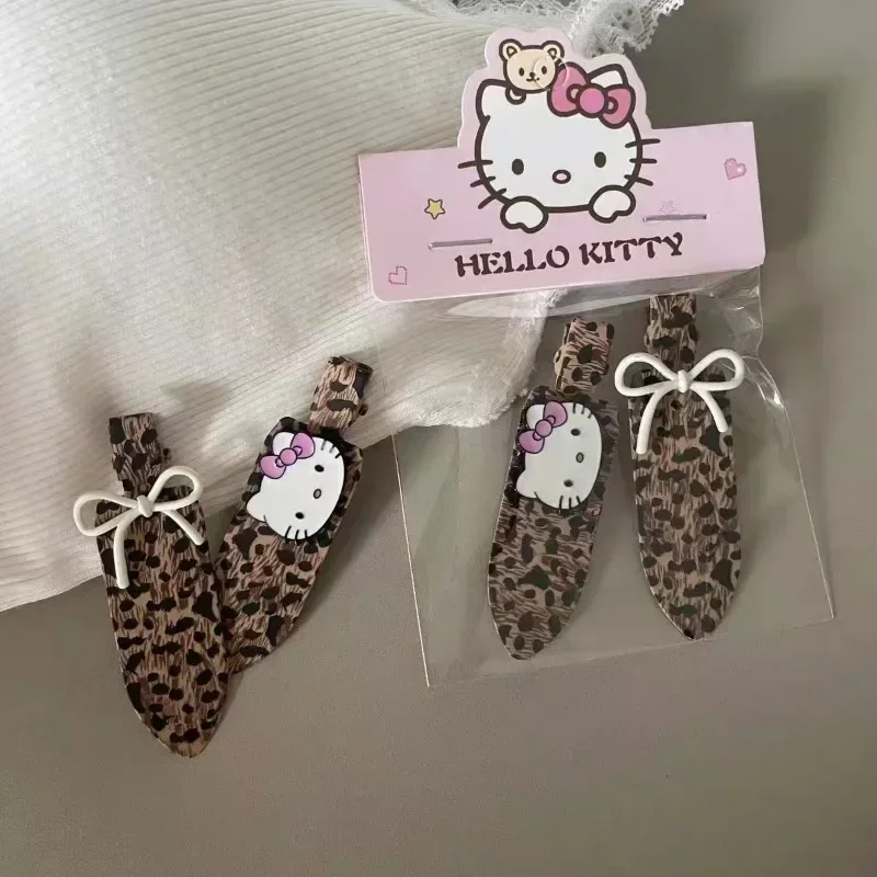 

Hello Kitty Anime MINISO Sweet Print Hairpin Girly Heart Kawaii Cute Cartoon KT Cat Headdress Accessories Gifts for Girls