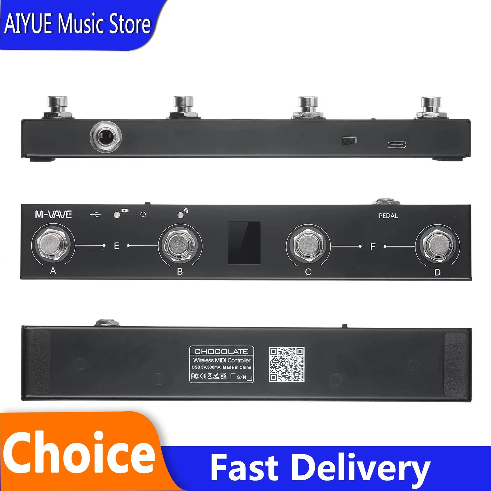 

Беспроводной MIDI-контроллер M-VAVE Chocolate Bluetooth с 4 кнопками, перезаряжаемый, портативный, с управлением через приложение, педаль-контроллер