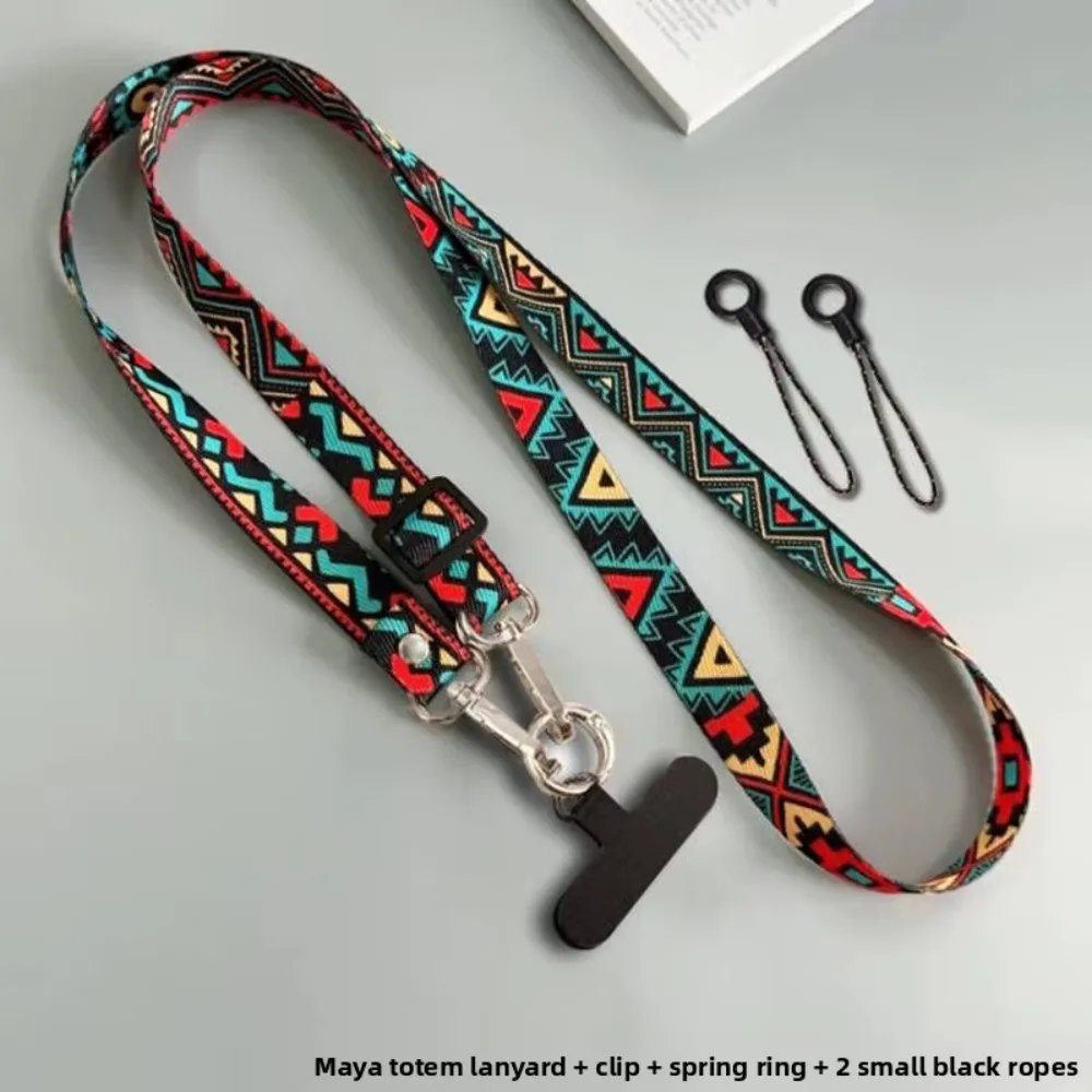 

Универсальный ремешок с зажимом через плечо для мобильного телефона, ретро-узор, длинный регулируемый длинный ремешок для подвешивания на шею с защитой от увязи