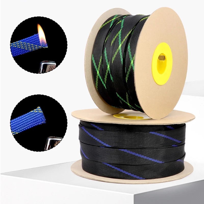 2m Hochdichte Geflochtene Kabelummantelung 2mm-40mm PET Isolierte Kabelhülle Erweiterbare Schutzhülle Drahtschutz Kabelummantelung – Detail 7