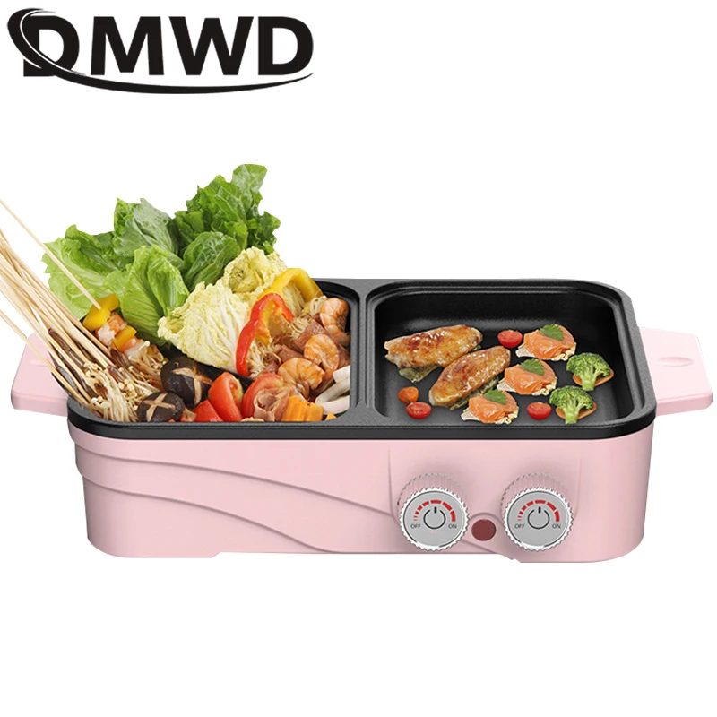 

Multifunctional Electric Baking Tray 2 in1 Shabu Roast Pot Barbecue Hot Pot Integrated Pot Non Stick BBQ Grill Cooker Frying Pan