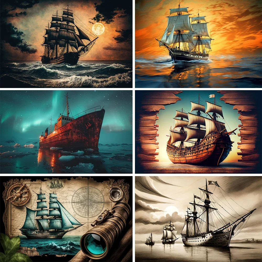 

Bonvvie Pirate Ship Party Photography Backdrop Nautical Map Island Treasure Hunt Baby Kids Birthday Portrait Custom Background