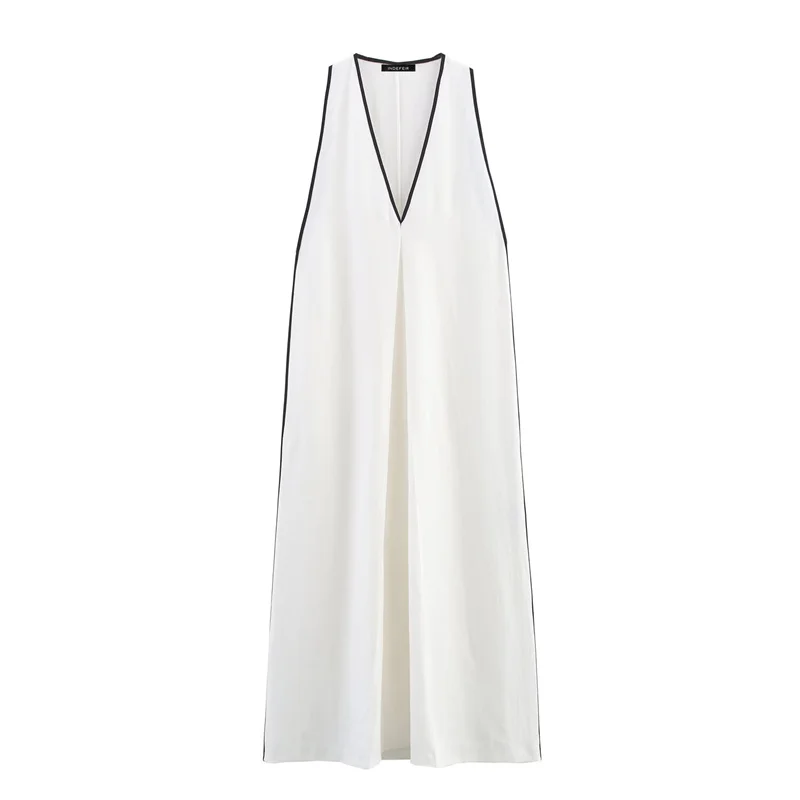 

Teen Girls Dress Summer 2025 White Sleeveless Linen Blend Maxi Dresses for Girl Casual Loose Fashion Girl Dress 14-18 Years