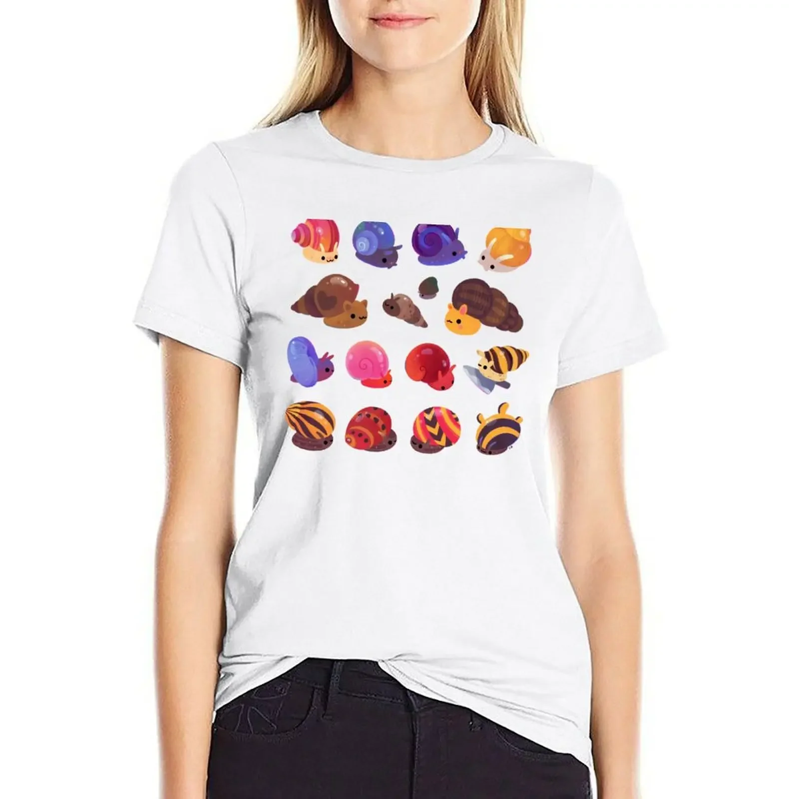 Camiseta de Caracol de agua dulce, camisetas gráficas, camisa con estampado de animales para niñas, camiseta de manga corta, ropa de verano para mujer