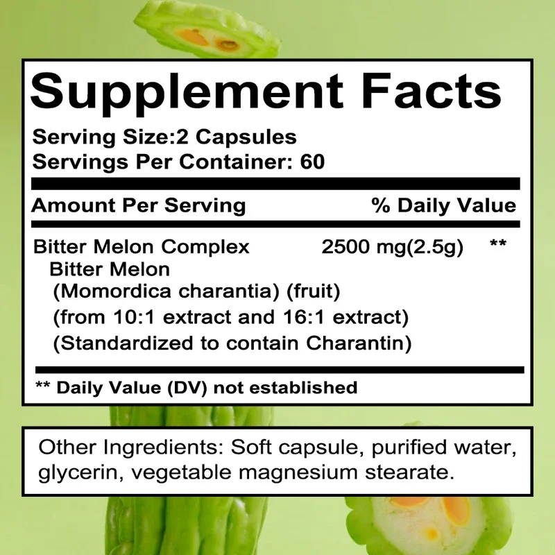 Natural bitter melon extract capsules help lower blood sugar, prevent heatstroke, and supplement daily multivitamins to burn fat