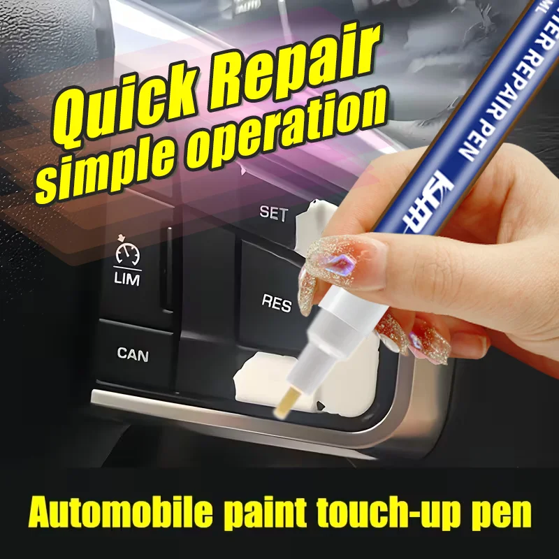 KJM Car Interior Touch-Up Paint Pen, Black Plastic Parts & Button Repair Paint, Quick Scratch & Wear Remover