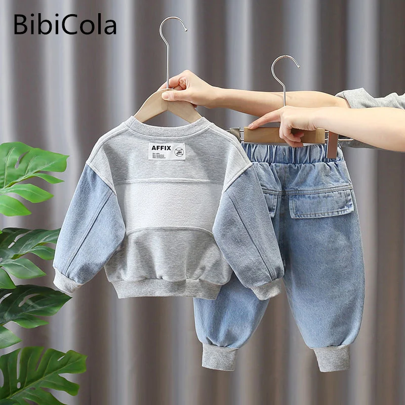 

New Baby Boys solid color Sweatshirt Sports Hoody +jeans Clothing Set Toddler Kids Tracksuit Children Spring Autumn Clothes 2-7Y