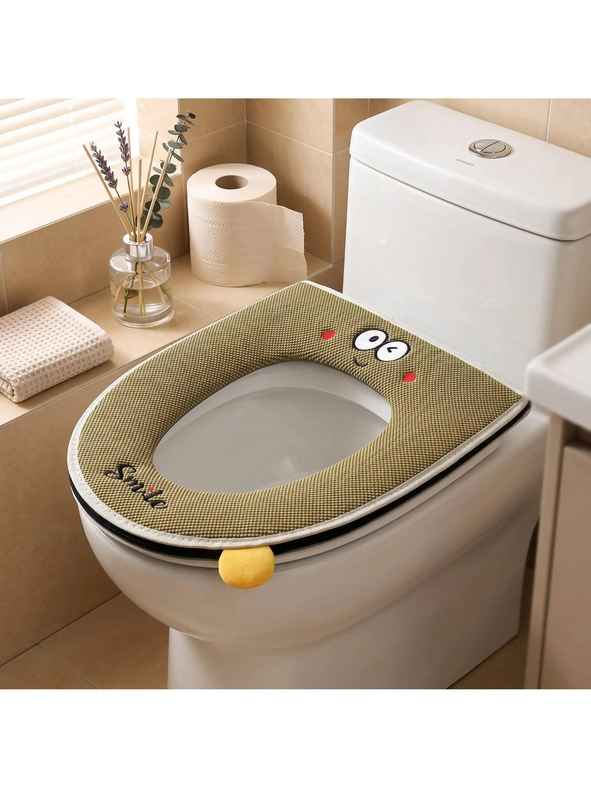 洗える便座クッションカバー-ジッパー付き-ユニバーサル四季兼用トイレマットパッド-家庭用パーソナルクリーニングツール-家庭用品