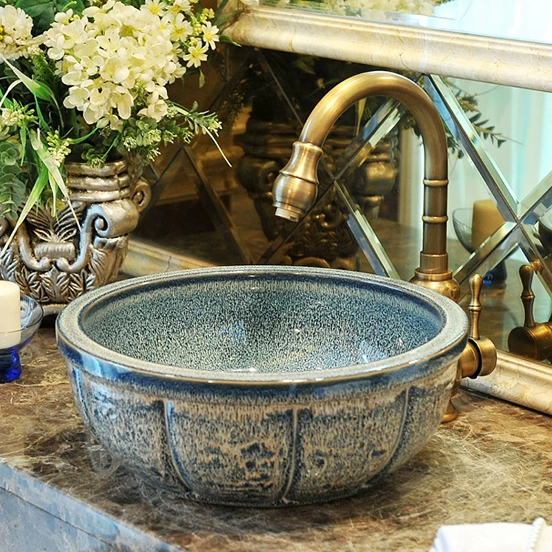 

Artistic blue and white porcelain bathroom sink wash basin bowl ceramic sink