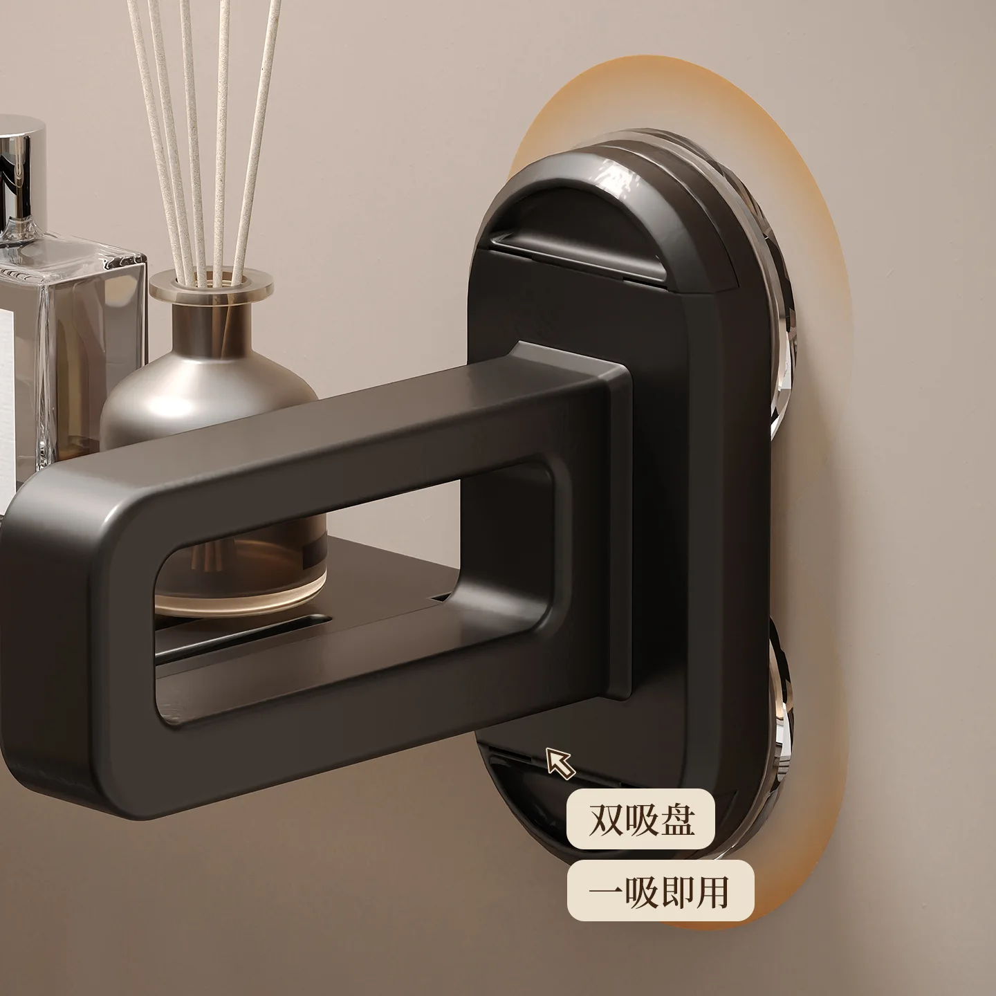 Walnut Double Suction Cup Kitchen Storage Rack Multi functional Non perforated Storage Rack  wall shelf bathroom accessories