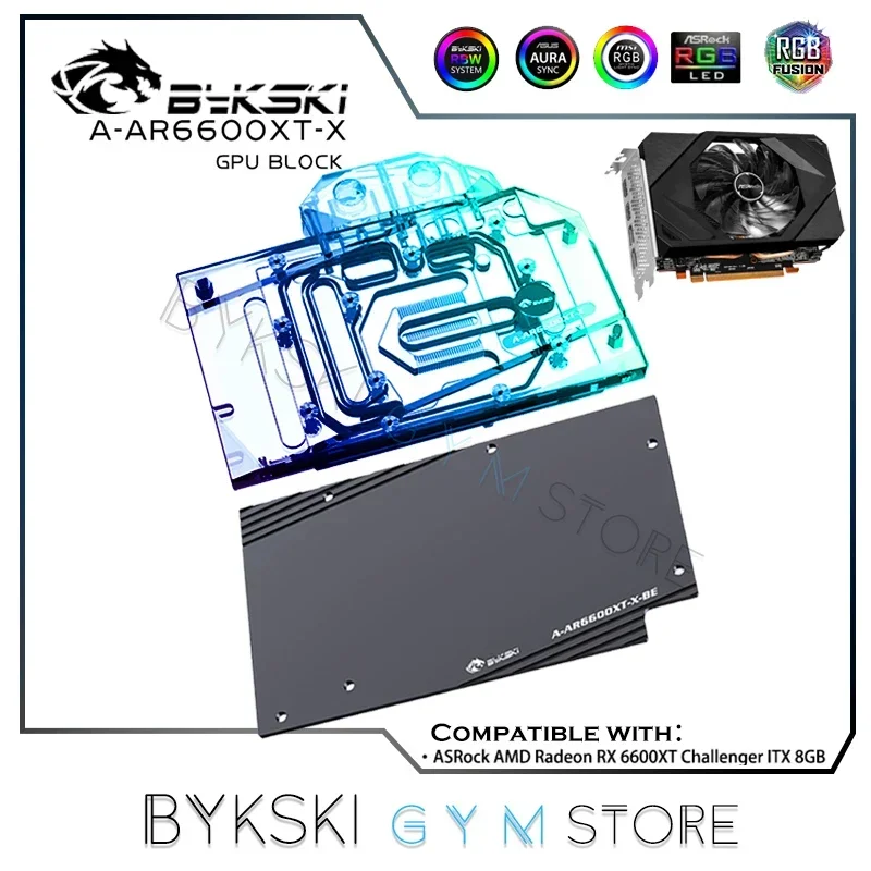 Bykski rx6600xt wasser block für asrock amd radeon rx 6600xt heraus forderer itx 8gb, vga video wasser kühlung kühler argb A-AR6600XT-X