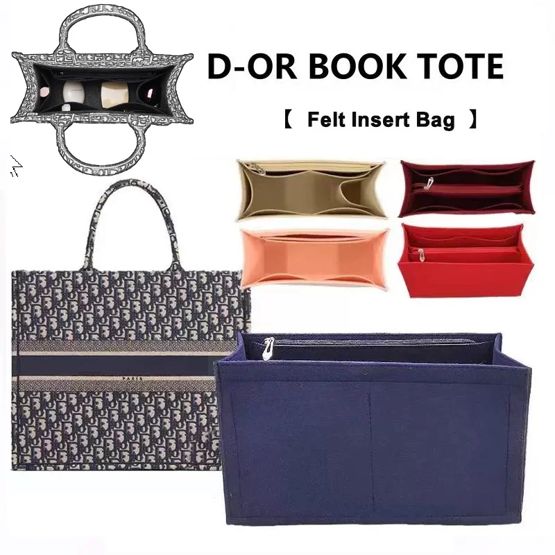 For D Book Tote Felt Insert Organizer Support Purse Makeup Storage Inner Shaper Accessories