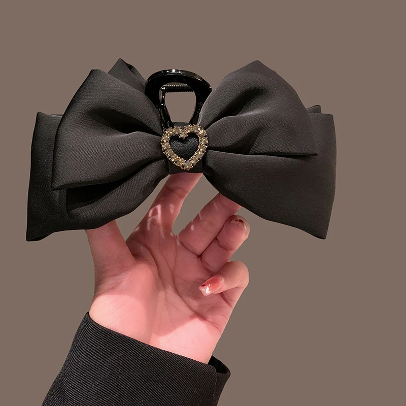 New Fashion Korean Style Plastic Black Large Bows Hair Grab Clip Elegant Ponytail Crab Clip For Ladies Women\'s Headdress