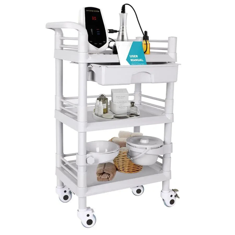 

Medical Trolley Cart Portable 3Tier Professional Cart 220 Lbs Load Utility Carts for Ultrasound Scanner Esthetician Carts with D