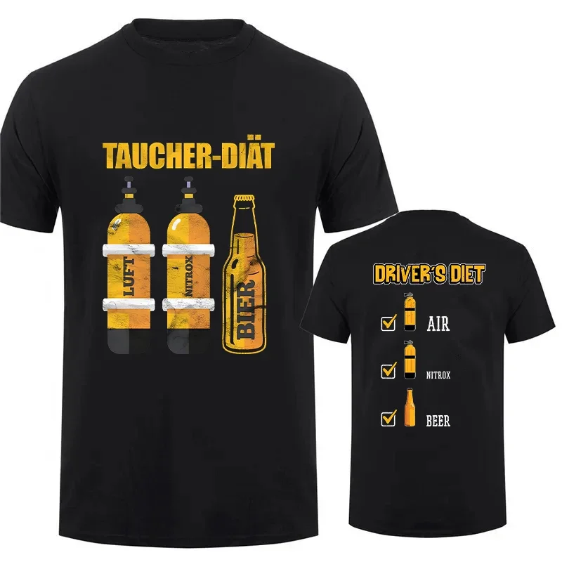 Casual Men\'s T-Shirt Diving Instructor Diving Diver Beer Print Short-Sleeve T-Shirt for Men Oversized Clothing Summer Tees