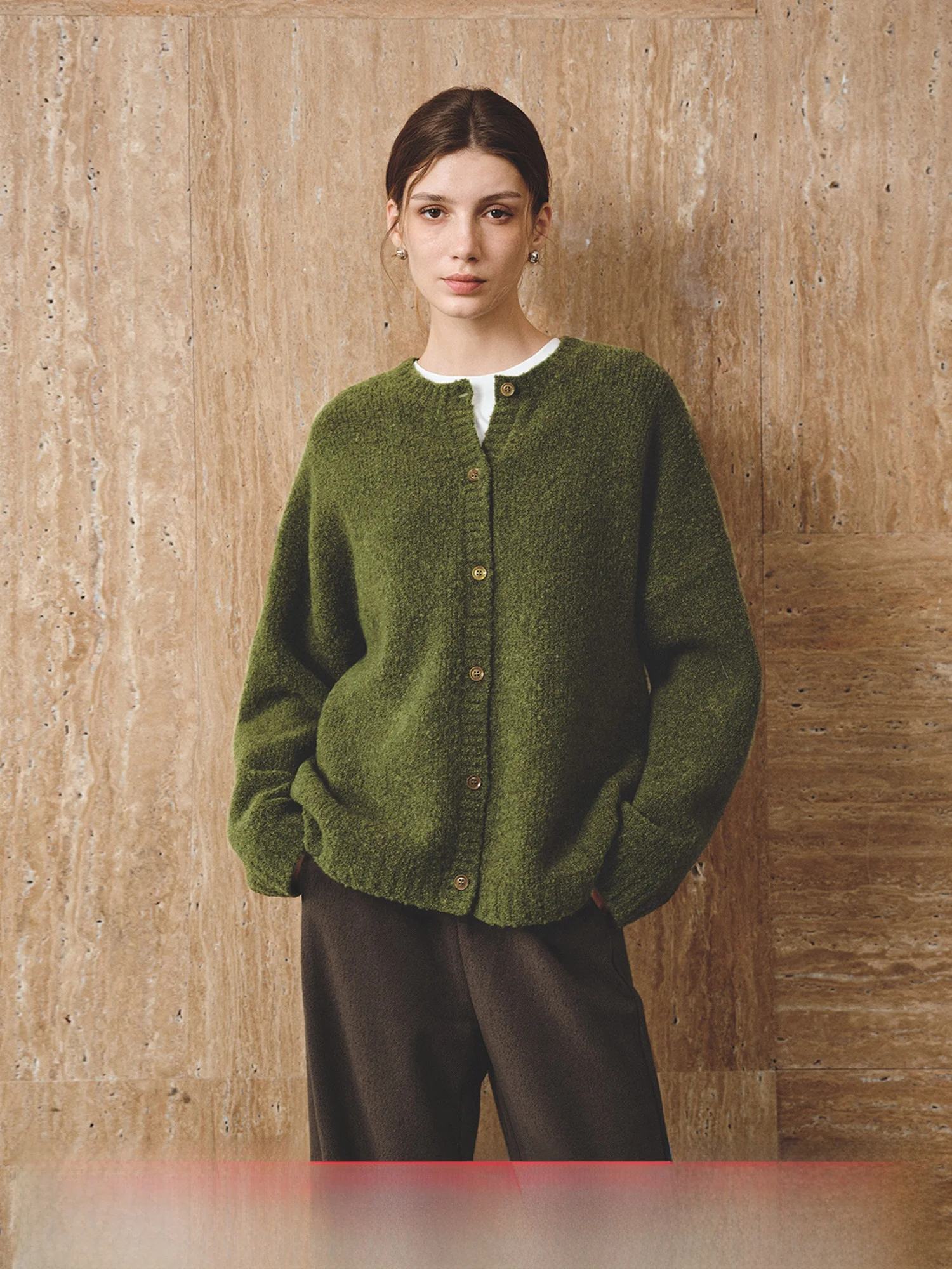 

We Leisure Thiened теплый шерстяной вязаный открытый кардиган женский осенне-зимний универсальный круглый свитер для верхней одежды