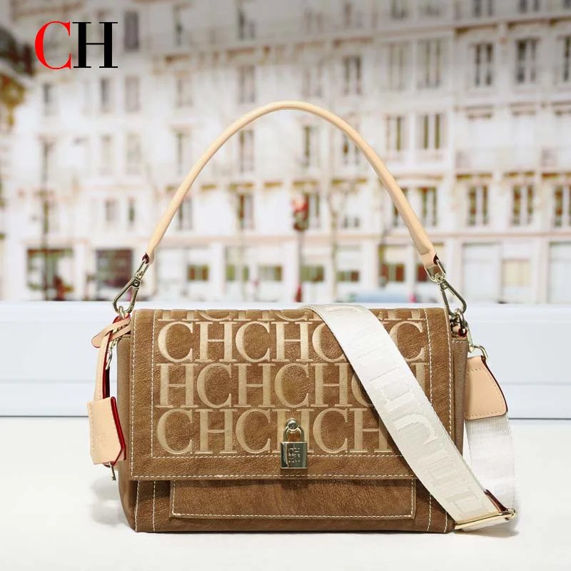 ch-women-vintage-flap-shoulder-bag-2-straps-design-pu-leather-handbag-lock-decor-detachable-wide-strap-crossbody-bag