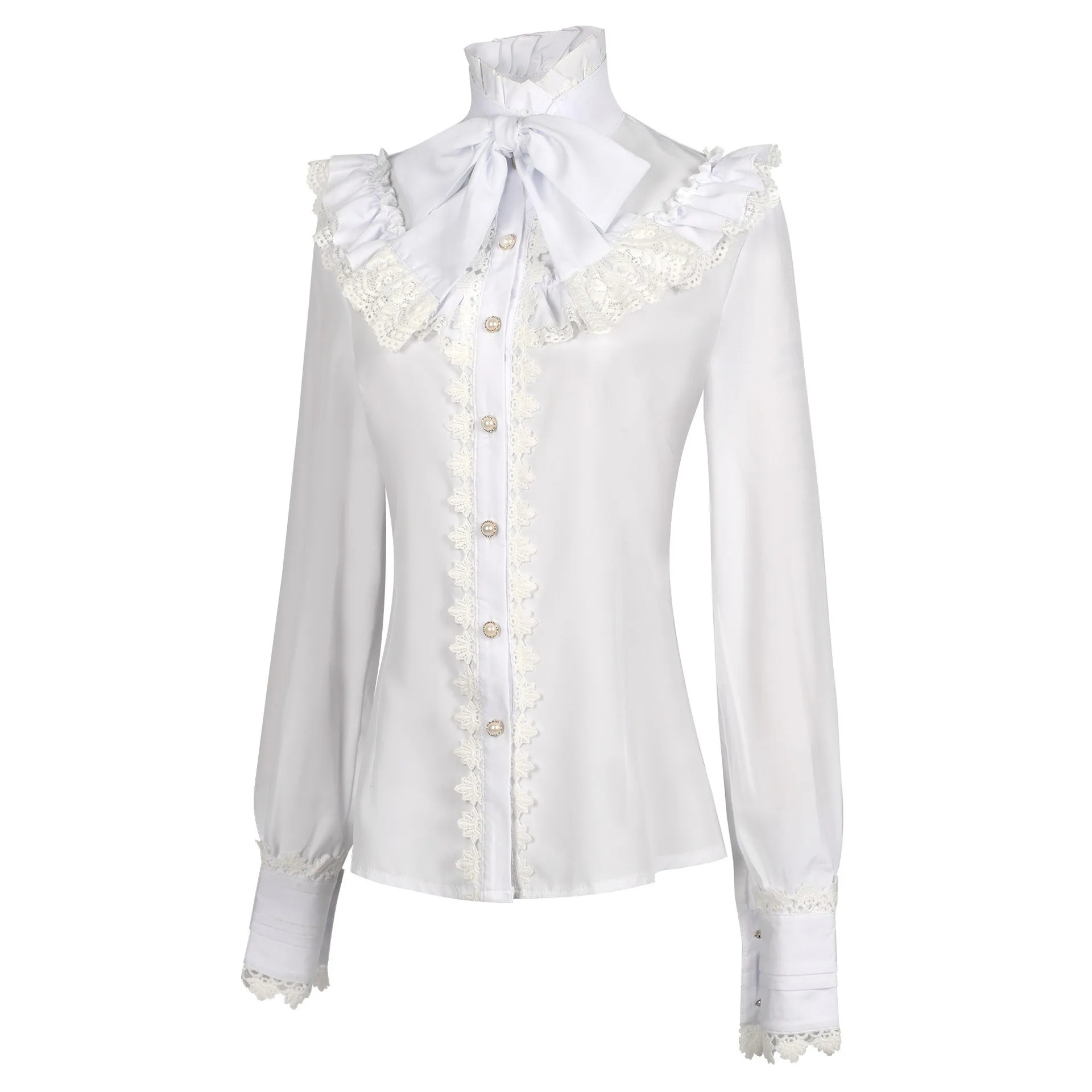 New Arrival Women's Victorian Gothic Shirt, Vintage Long Sleeve Lace Embroidery Blouse