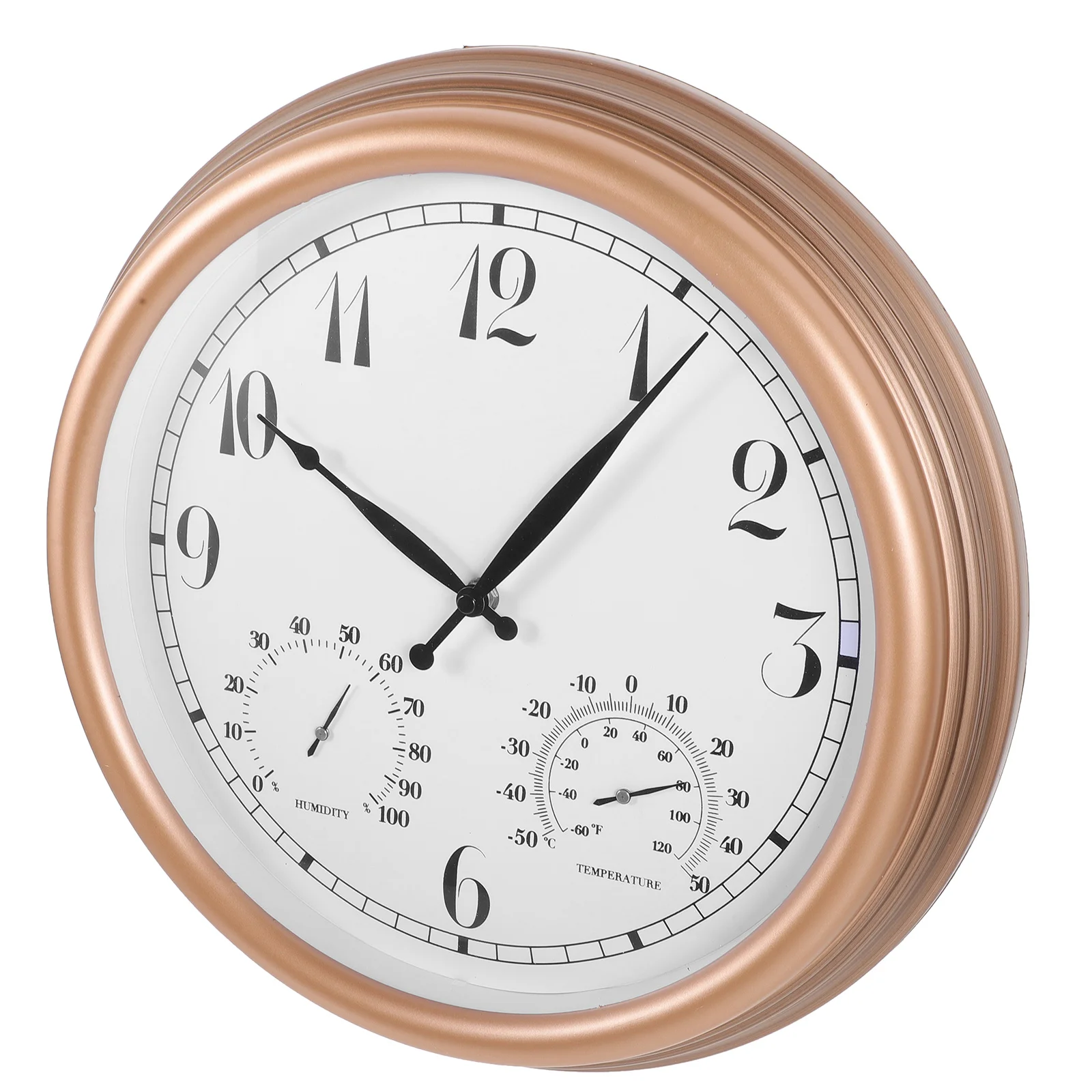 

1pcs Outdoor Wall Clock With Thermometer Hygrometer Large Arabic Numerals Display Vintage Style For Garden Patio Pool Garage