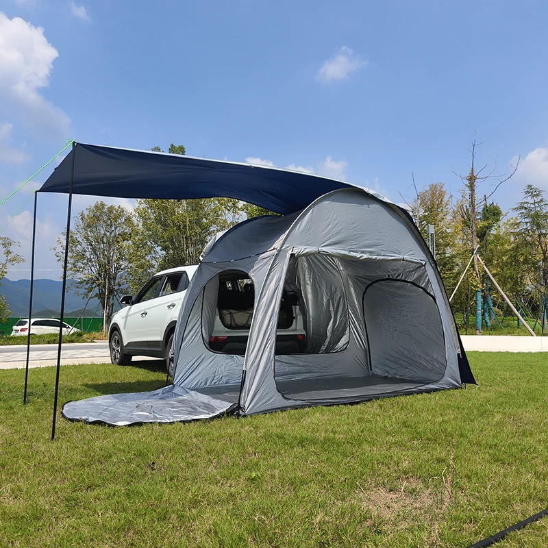 Rear Car Tents with Rainfly, Sun Shade, Tarp Included, SUV Camping Tents, Tailgate Tents, Waterproof Rain Cover, Multifunction