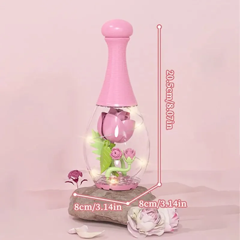 Juego de bloques de construcción de flor eterna para niños, modelo de ensamblaje educativo, ladrillos con luz, juguetes creativos, regalos