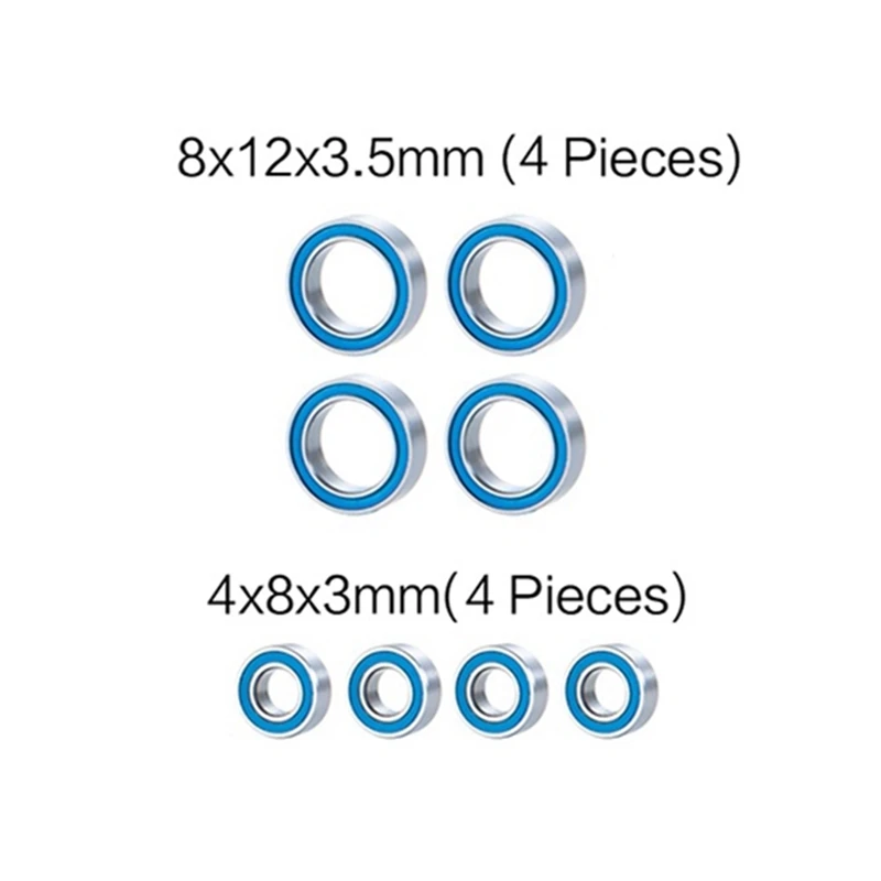 8PCS Rubber Sealed Ball Bearing Kit For Traxxas 1/16 E-Revo Slash Rally Summit RC Car Upgrades Parts Accessories