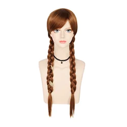 Princess Cosplay Wig for Women Braided Brown Frozen Anna Princess Cosplay Wig for Girls Braid Women's Wigs for Costume Halloween