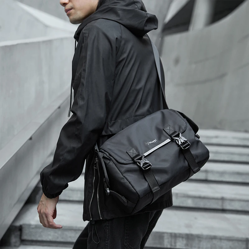 

MOYYI Многофункциональная мужская сумка-мессенджер Водонепроницаемая сумка через плечо с откидной крышкой 9,7-дюймовая сумка для IPAD со светоотражающими полосками