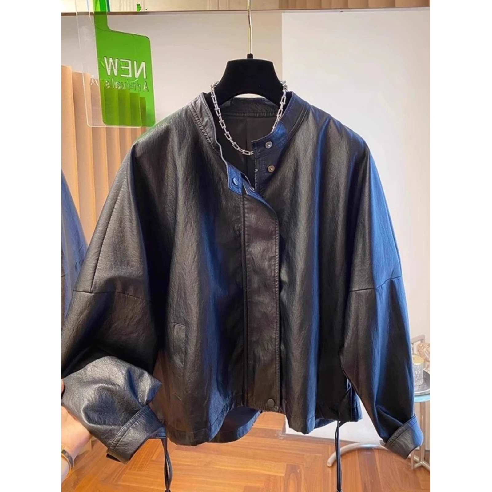 Loose Fit Biker Leather Jaet Men's Autumn Winter Faionable Stand Collar Coat Youth ular American Sle Casual Top