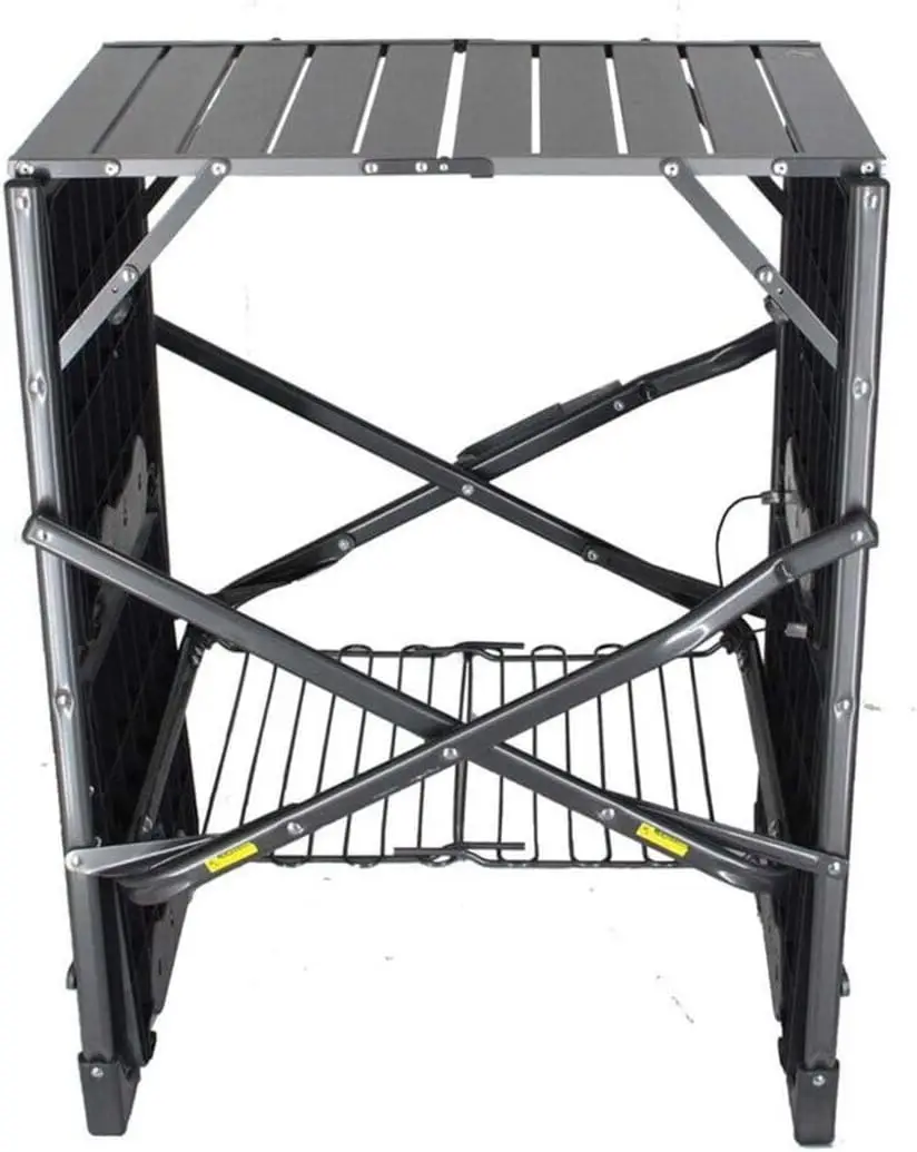 Slim Fold Portable Camping Kitchen Table With Heat Resistant Top Side Shelves Storage Rack Paper Towel Holder Cook Station For Picnic Outdoor Cooking Black - view 4
