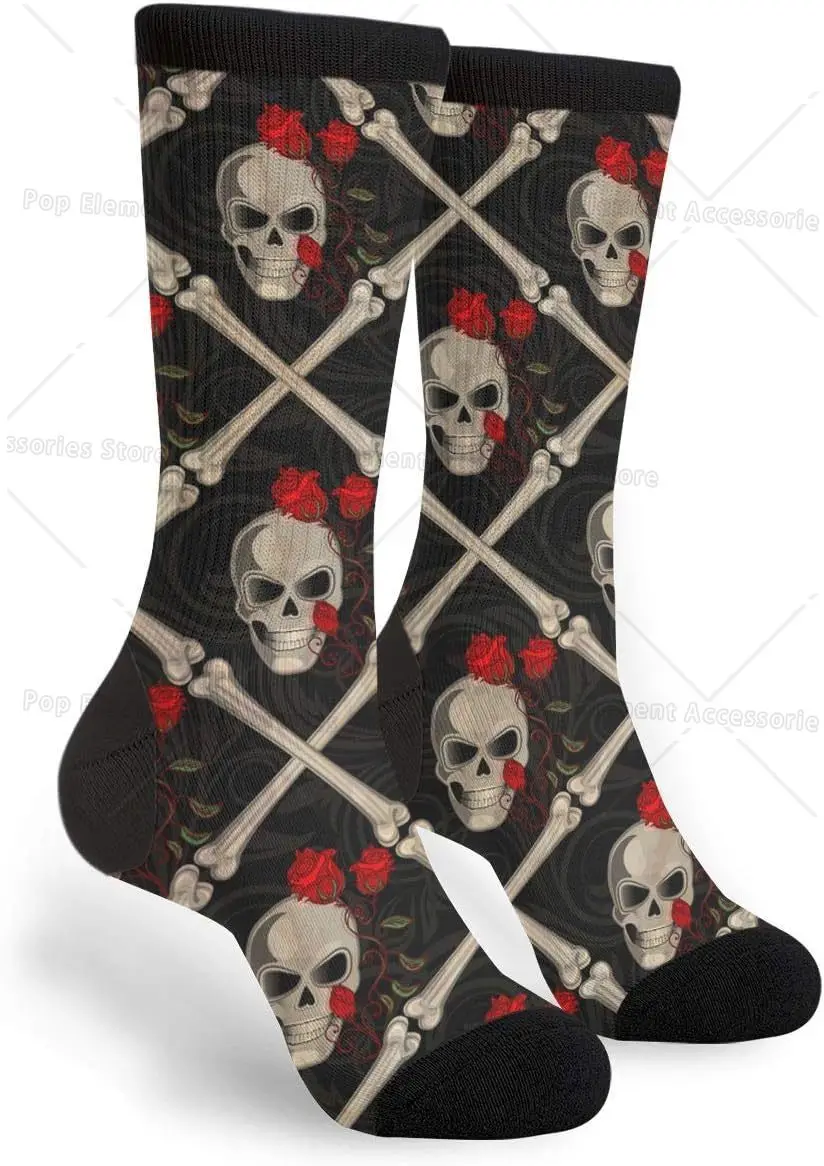 Skull Socks Women Men Breathable Novelty Moisture Control Running Crew Socks